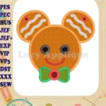 Mickey Mouse Gingerbread Applique Design - Instant Download