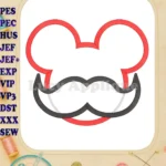 Mickey Mouse Mustache Applique Machine Embroidery Design - Instant Download