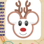 Mickey Mouse Reindeer Applique Machine Embroidery Design - Instant Download