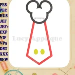 Mickey Mouse Tie Applique Machine Embroidery Design - Instant Download