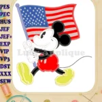 Mickey Mouse With American Flag Applique Design - Instant Download