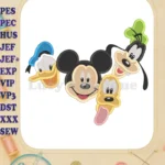 Mickey Mouse With Donald Duck and Goofy and Pluto Faces Fill Machine Embroidery Design - Instant Download