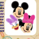 Mickey Mouse and Minnie Mouse With Daisy Duck Faces Applique Embroidery Design - Instant Download