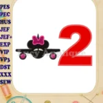 Minnie Airplane Disney Birthday Number 2 Applique Design - Instant Download