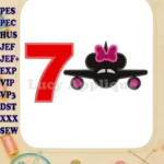 Minnie Airplane Disney Birthday Number 7 Applique Design - Instant Download