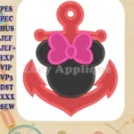 Minnie Mouse Anchor Fill Machine Embroidery Design - Instant Download