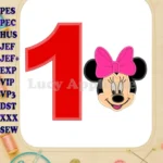 Minnie Mouse Birthday Number 1 Applique 03 Design - Instant Download