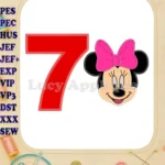 Minnie Mouse Birthday Number 7 Applique 03 Design - Instant Download
