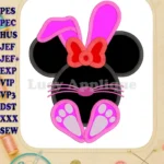 Minnie Mouse Easter Bunny Applique Embroidery Design - Instant Download