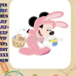 Minnie Mouse Easter Bunny Ears Applique Design - Instant Download