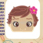 Baby Moana Head Fill Machine Embroidery Design - Instant Download