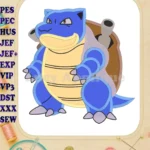 Blastoise Pokemon Applique Embroidery Design - Instant Download