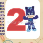 Catboy Pj Masks Birthday Number 2 Fill Machine Embroidery Design - Instant Download