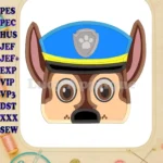 Chase Paw Patrol Head Applique 03 Embroidery Design - Instant Download
