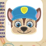 Chase Paw Patrol Head Fill Machine 01 Embroidery Design - Instant Download