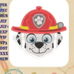 Face Marshall Paw Patrol Fill Machine Embroidery Design - Instant Download