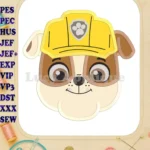 Face Rubble Paw Patrol Applique Embroidery Design - Instant Download