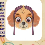 Face Skye Paw Patrol Applique Embroidery Design - Instant Download