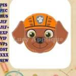 Face Zuma Paw Patrol Applique Embroidery Design - Instant Download