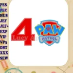 Logo Paw Patrol Birthday Number 4 Applique 04 Design - Instant Download