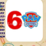 Logo Paw Patrol Birthday Number 6 Applique 04 Design - Instant Download