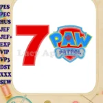 Logo Paw Patrol Birthday Number 7 Applique 04 Design - Instant Download