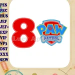 Logo Paw Patrol Birthday Number 8 Applique 04 Design - Instant Download
