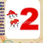 Marshall Paw Patrol Birthday Number 2 Applique Design - Instant Download