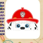 Marshall Paw Patrol Head Applique Embroidery Design - Instant Download
