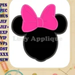 Minnie Mouse With Bow Applique Embroidery Design - Instant Download