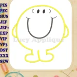 Mr Men Mr Happy Applique Embroidery Design - Instant Download