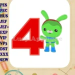 Octonauts Tweak Birthday Number 4 Applique Embroidery Design - Instant Download