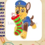 Paw Patrol Chase Christmas Applique Design - Instant Download