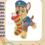 Paw Patrol Chase Christmas Fill Embroidery Design - Instant Download