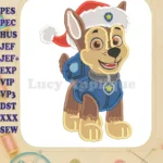 Paw Patrol Chase Santa Christmas Fill Embroidery Design - Instant Download