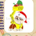 Paw Patrol Rubble Christmas Applique Design - Instant Download