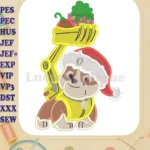 Paw Patrol Rubble Christmas Fill Embroidery Design - Instant Download