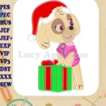 Paw Patrol Skye Santa Christmas Applique Design - Instant Download
