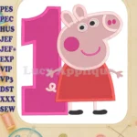 Peppa Pig Birthday Number 1 Fill Machine Embroidery Design - Instant Download