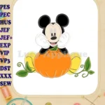 Pumpkin Mickey Mouse Applique Design - Instant Download