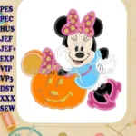Pumpkin Minnie Mouse Applique Design - Instant Download