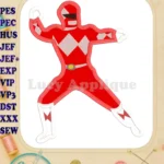 Red Power Rangers Applique Embroidery Design - Instant Download
