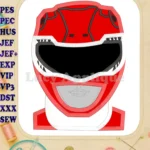 Red Power Rangers Head Applique Embroidery Design - Instant Download