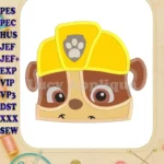 Rubble Paw Patrol Head Applique Embroidery Design - Instant Download