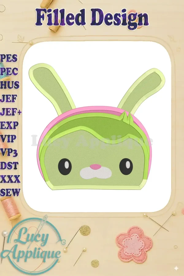 Adorable filled embroidery design of Tweak the Bunny from Octonauts. Perfect for adding a cute, playful touch to kids' clothing or accessories. Download now!