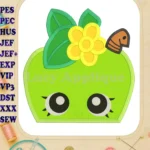 Apple Shopkins Head Applique Embroidery Design - Instant Download