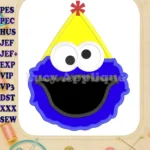 Cookie Monster Birthday Hat Applique Embroidery Design - Instant Download