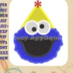 Cookie Monster Birthday Hat Fill Machine Embroidery Design - Instant Download