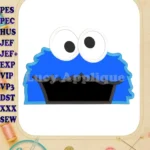Cookie Monster Head 02 Applique Embroidery Design - Instant Download