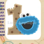 Cookie Monster Number 1 Birthday Fill Machine 02 Embroidery Design - Instant Download